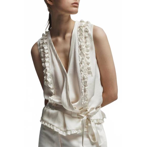 NEW SAINT ART women's ryan silk wrap top in ivory